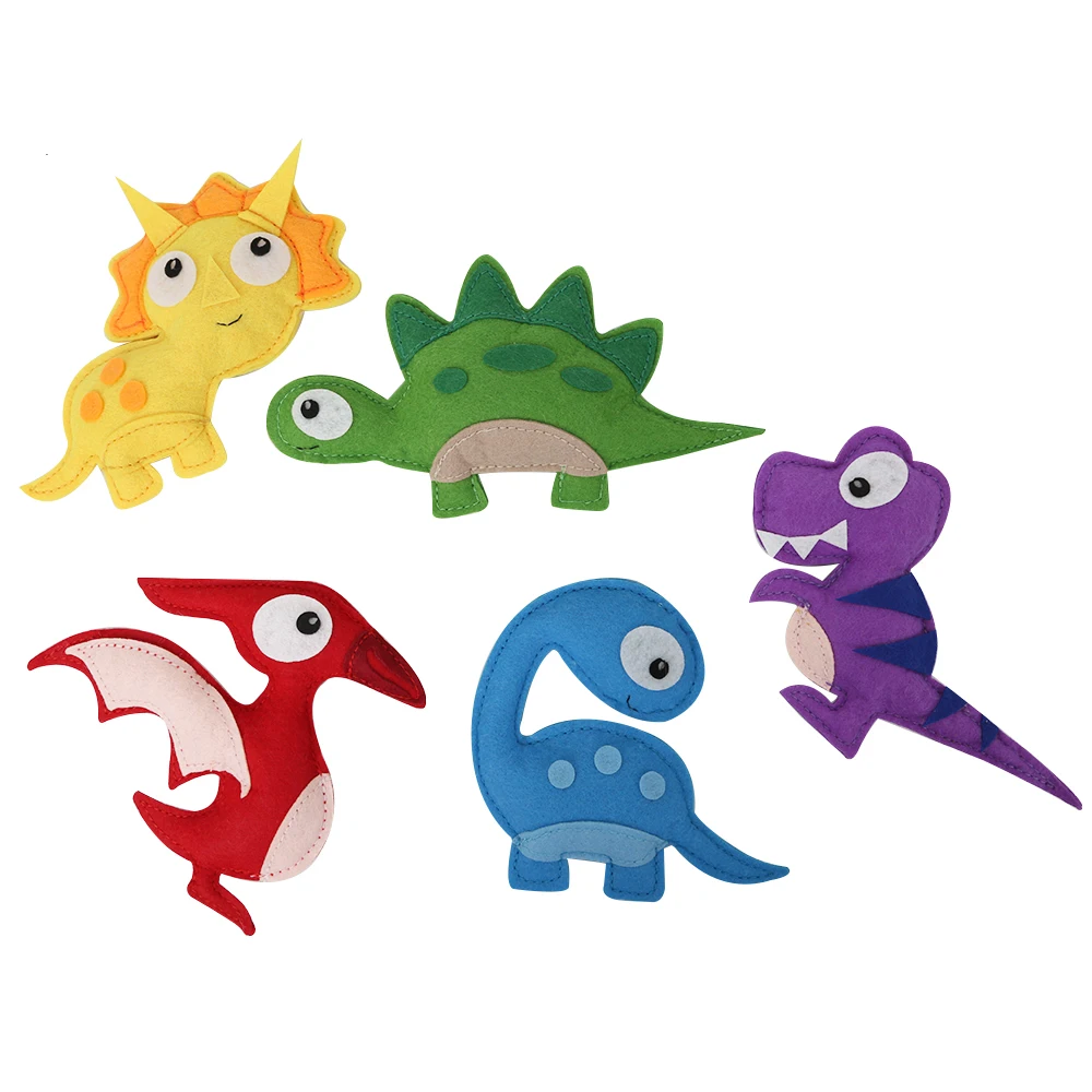 Handmade Felt Stuffed Animal Dinosaur Plush Toys Set Toddler Dino Toys High Quality Eco Friendly