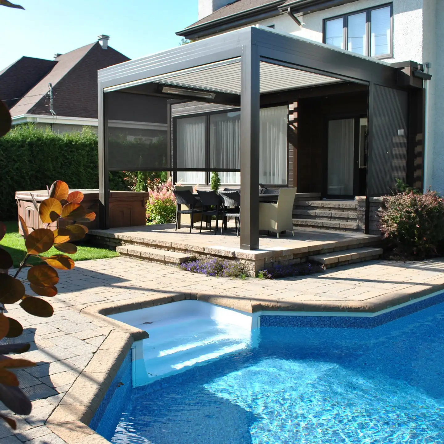 Factory Prices Custom Outdoor Waterproof Rainproof Luxury Motorized Pergola Aluminum Louvers Pergola