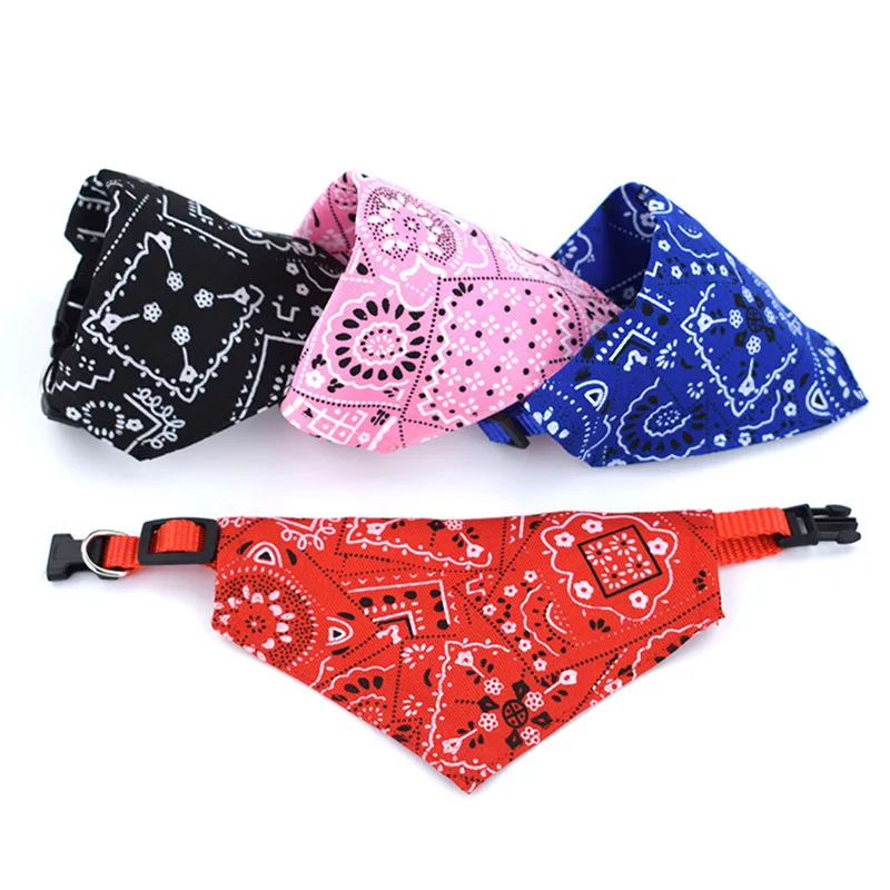 Wholesale Printed Pet Retractable Triangle Scarf Collar Pet Dog Bandana