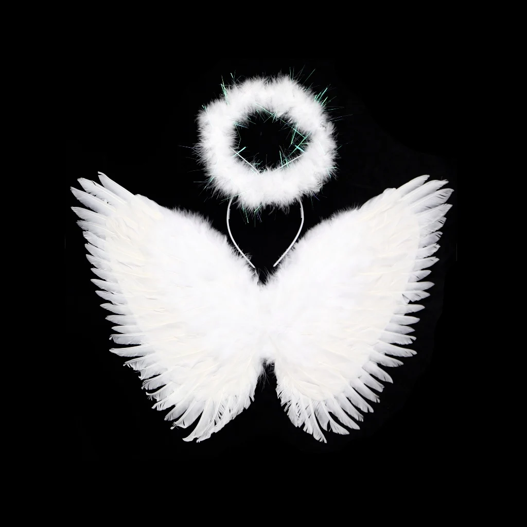 Factory Custom Feather Angel Wing Set for Carnival Parades Party Costume Marabou Angel Halo Headband Angel Feather Wings