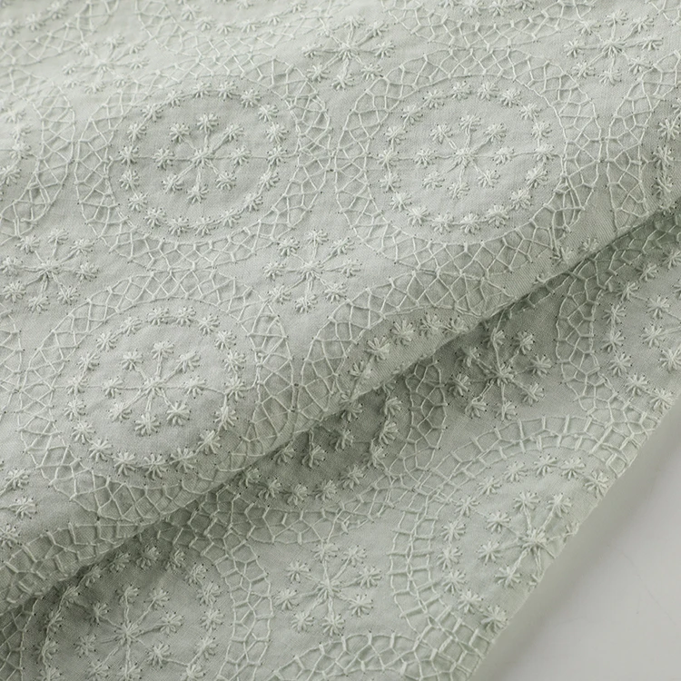 New premium 135GSM solid woven cotton round embroidered fashion fabric for garment