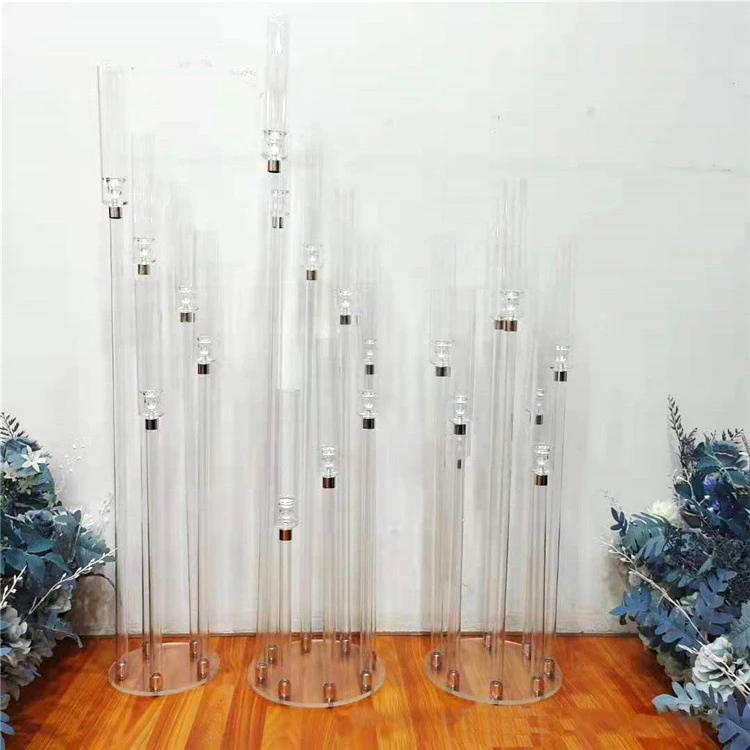Wholesale Tall Clear Acrylic Candle Holders Wedding Centerpiece Crystal 8 Arms Candelabra For Mariage Party Decoration