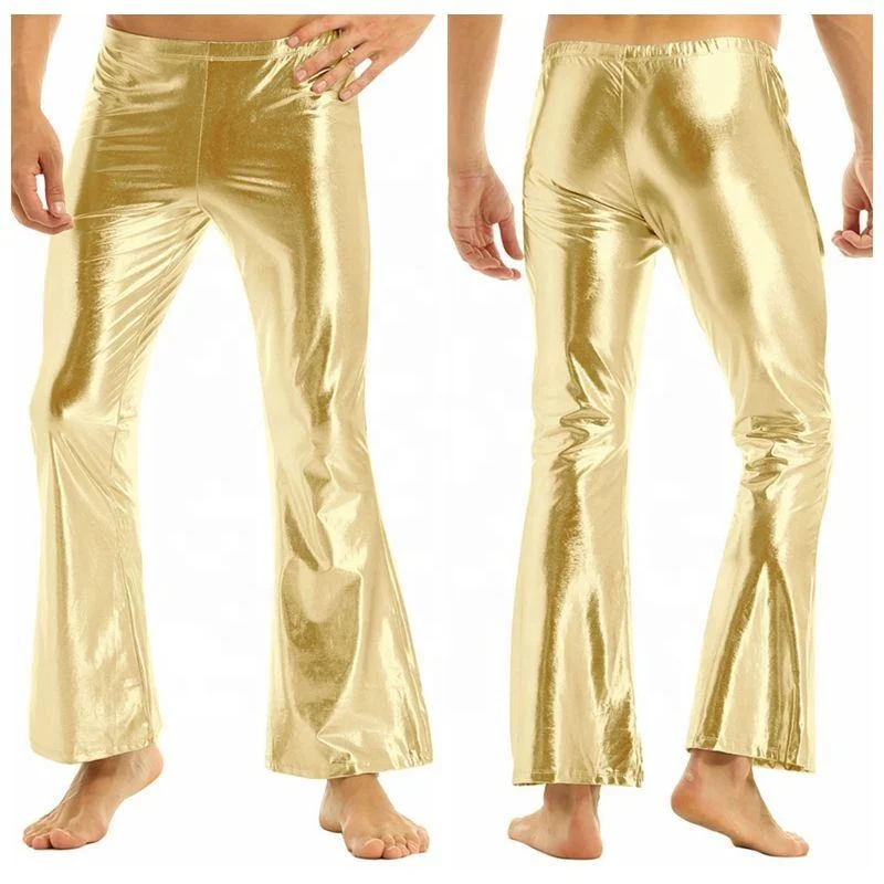 Adult Mens Disco Pants With Bell Bottom Flared Long Pants Dude Costume Trousers Purple Pantsflare