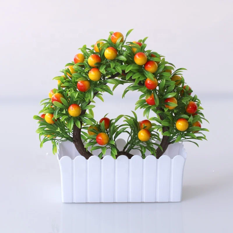 Artificial plant bonsai plastic flower fruit set home decoration decoration indoor living room rich fruit small potted plant