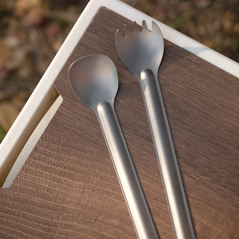 Camping Titanium Spork Spoon Outdoor Lightweight Fork Tableware Portable Picnic Hiking Travelling Ultralight Dinnerware