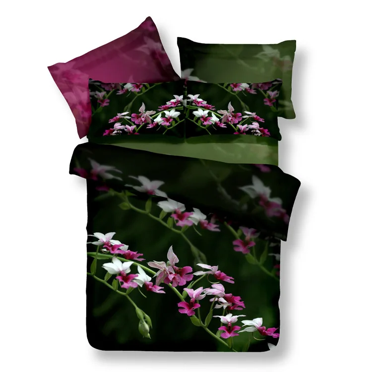 3D digital printing luxury bedding set 100% cotton comforter bed sheet set pillow cases