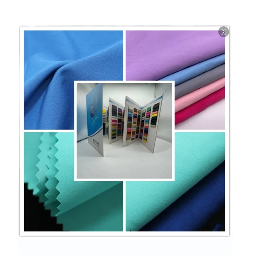 Ready goods 300 kinds of colors polyester micro  peach skin fabric for shorts/pockets/jackets