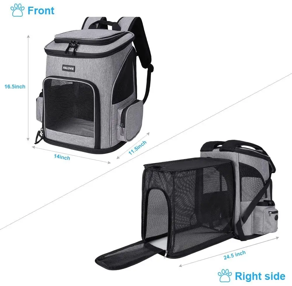 Pet Carrier Backpack Expandable for Cats Dogs Under 18 LB, Breathable Mesh Cat Backpack Carrier Bag, Dog Backpack Carrier