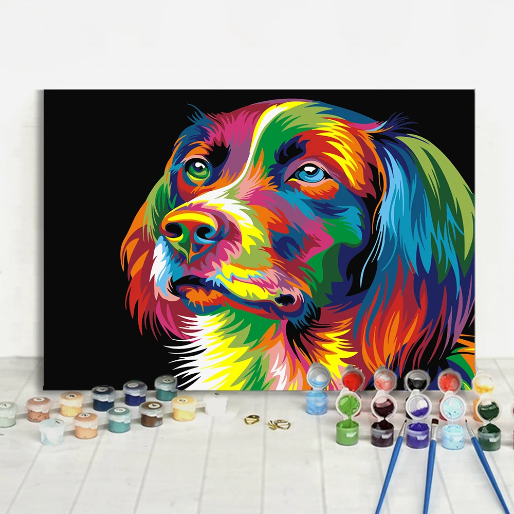 
Colorful Abstract Dog Animal Adults Hand-painted Project DIY Oil Painting By Number 