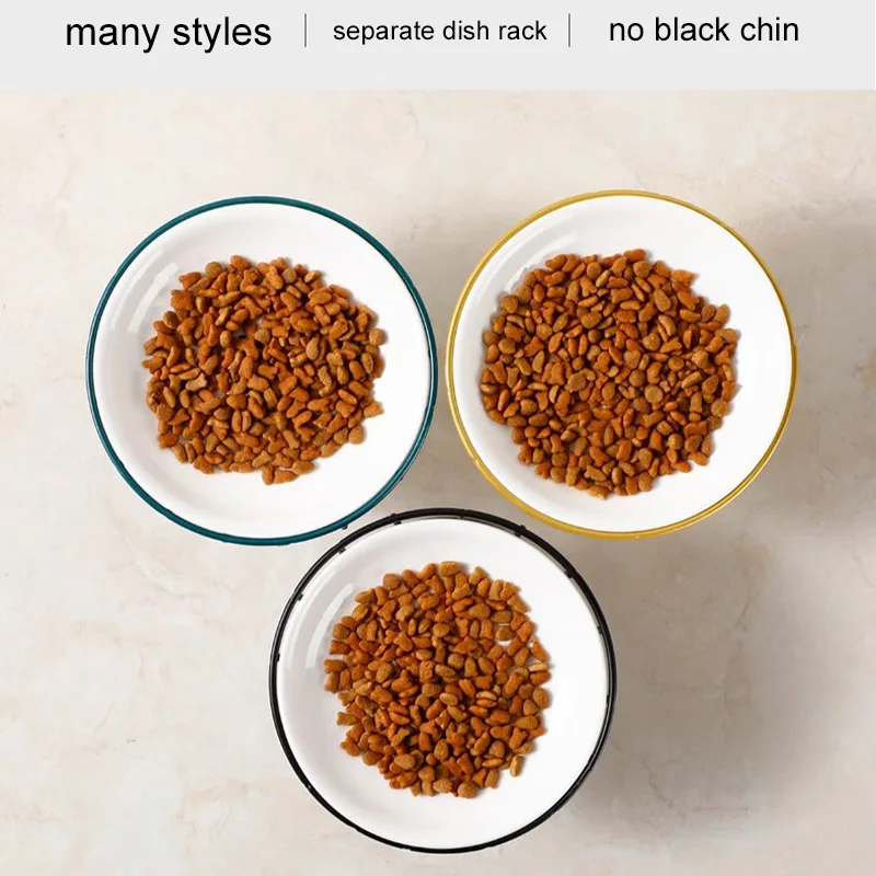 pet dog drinker feeder elevated drinking raised feeding ceramic cat bowl water food for cats with iron frame