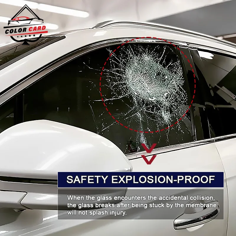 COLOR CARD Carbon Film HD Series Glass Armor UVR 99% Ceramic High Insulation Film Data VLT5% Car Window Tint Film 1.52*30m