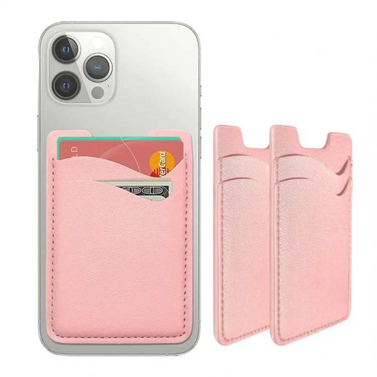 Double Card Slot Slim Bank Business Card Case Self Adhesive Back Stick Phone Card Holder Custom