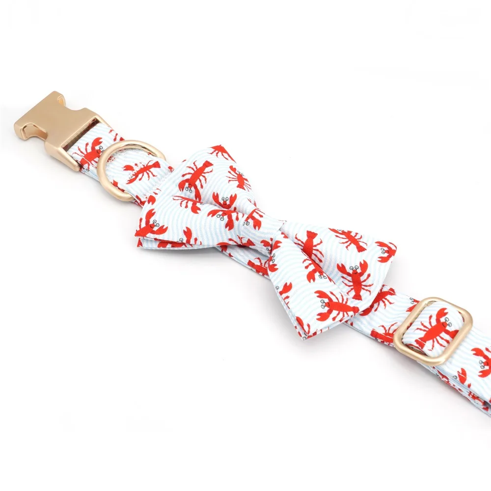 Summer Autical Lobster Dog Collar Bow Tie With Top Metal Buckle For  Mom Pet Gifts for Dog Lovers