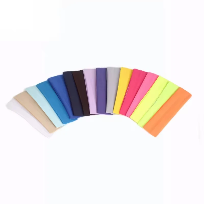 Wholesale Custom Logo Hair Accessories Colorful Solid Stretchy Head Band Sweat Bands Sport Yoga Headbands Hair Band For Adult