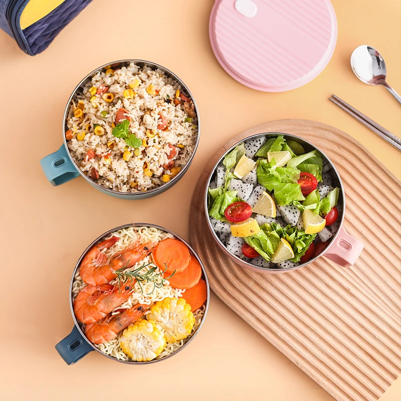 Fast Food Noodles Bowl With Colorful Box Package Student Lunch Box Ramen Instant Noodles Bowl With Lid