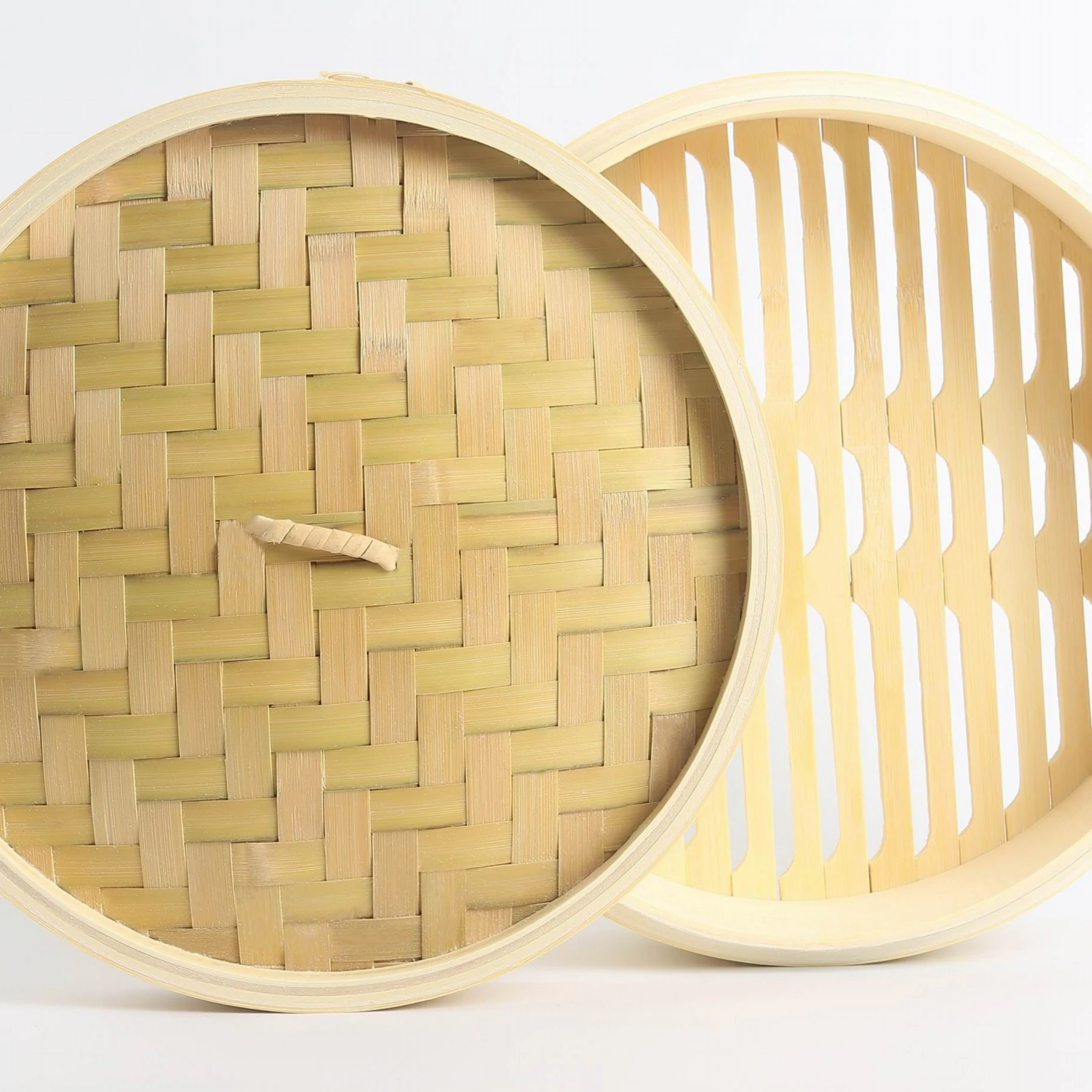 
2Hot sale High Quality Eco-Friendly Dim sum Natural Bamboo Steamers Dumpling Steamer Green Lid&Cover 8inch 