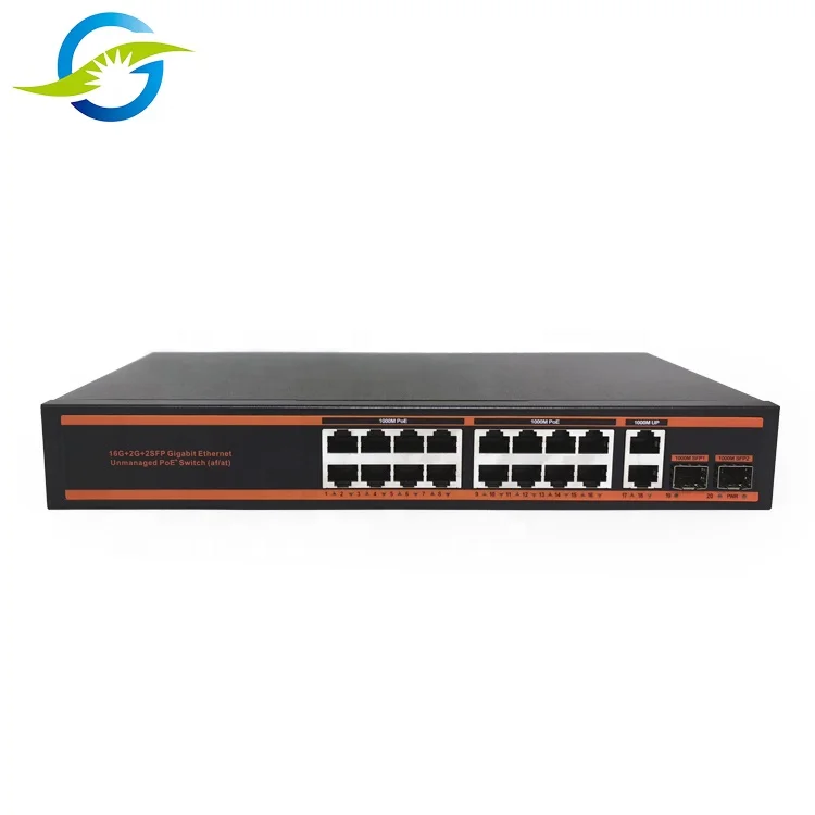Tonglian Optical 16 poe+2 uplink+2 sfp gigabit switch 16 ports poe switch network