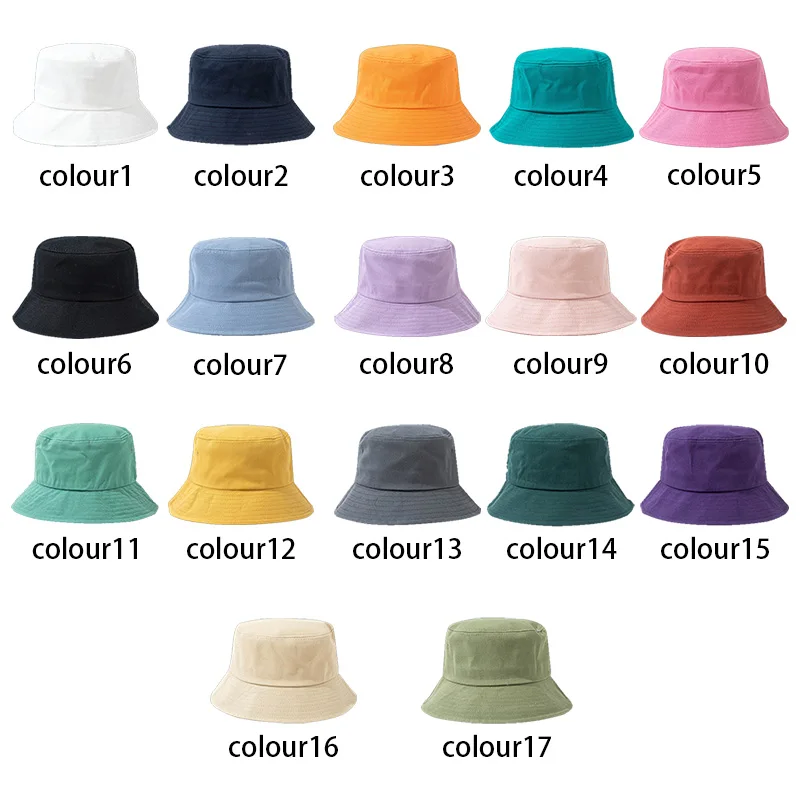 Ins Simple Top Quality Fisherman Hat For Women Men Reversible Plain Cotton Portable Sunscreen Sun Hat Bucket Hats
