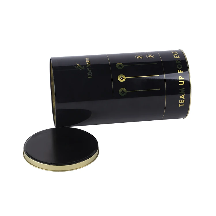 Factory Custom Black Medium Small Large Caviar Food Packaging Tin box Round Tin Can