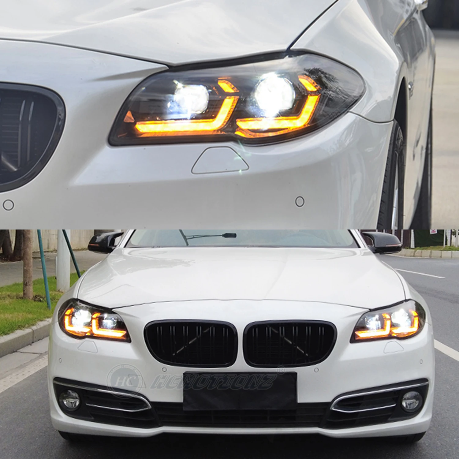 HCMOTIONZ Factory Car Front Lamps Assembly fit Xenon version without AFS 2018-2020 DRL LED Headlights For BMW F10 F18