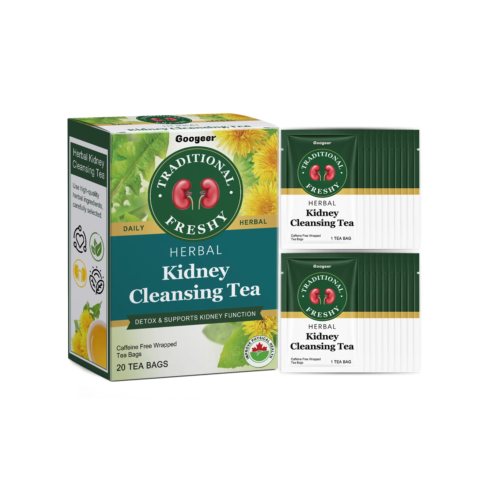 20 Days Kidney Cleansing Tea Kidney Cleaning Detox Tea Bag Natural Organic Ingredients