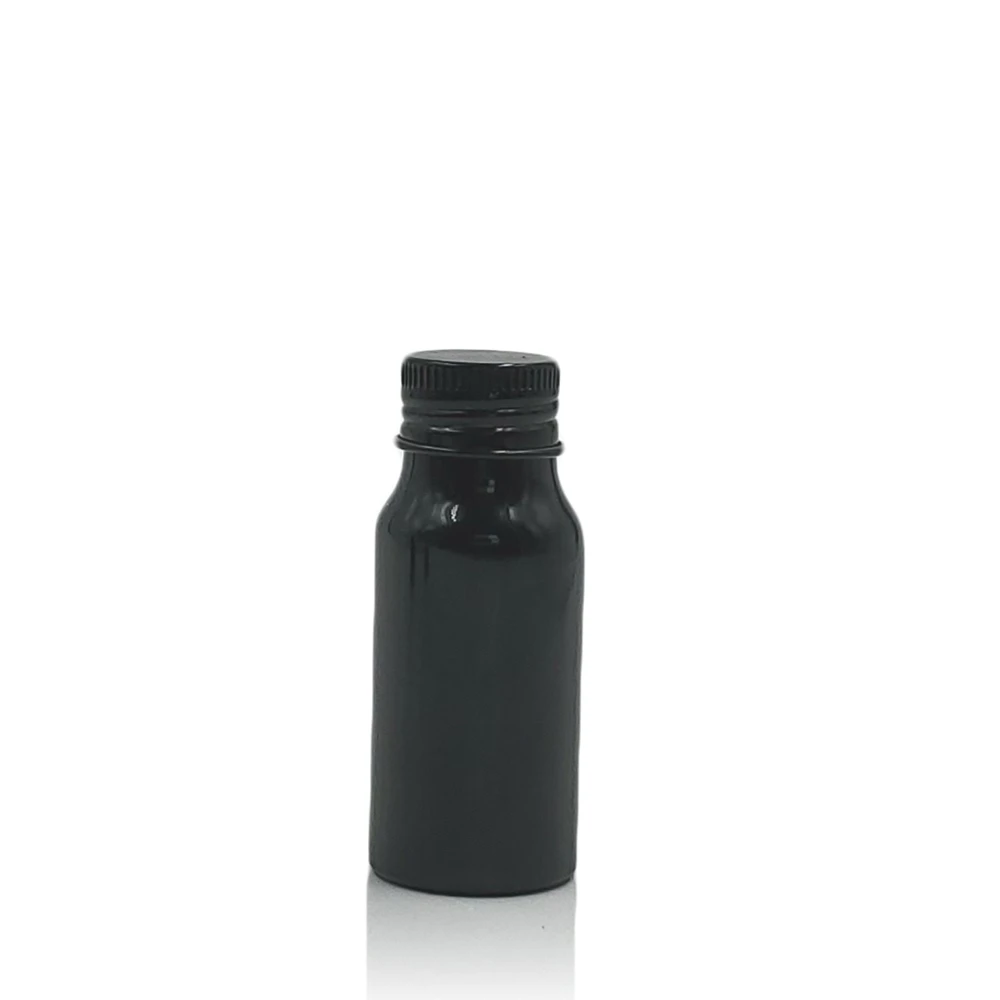 30ml 80ml Cosmetic Packing Glossy Black Aluminum Bottle with Black Plastic Sprayer/screw Lid