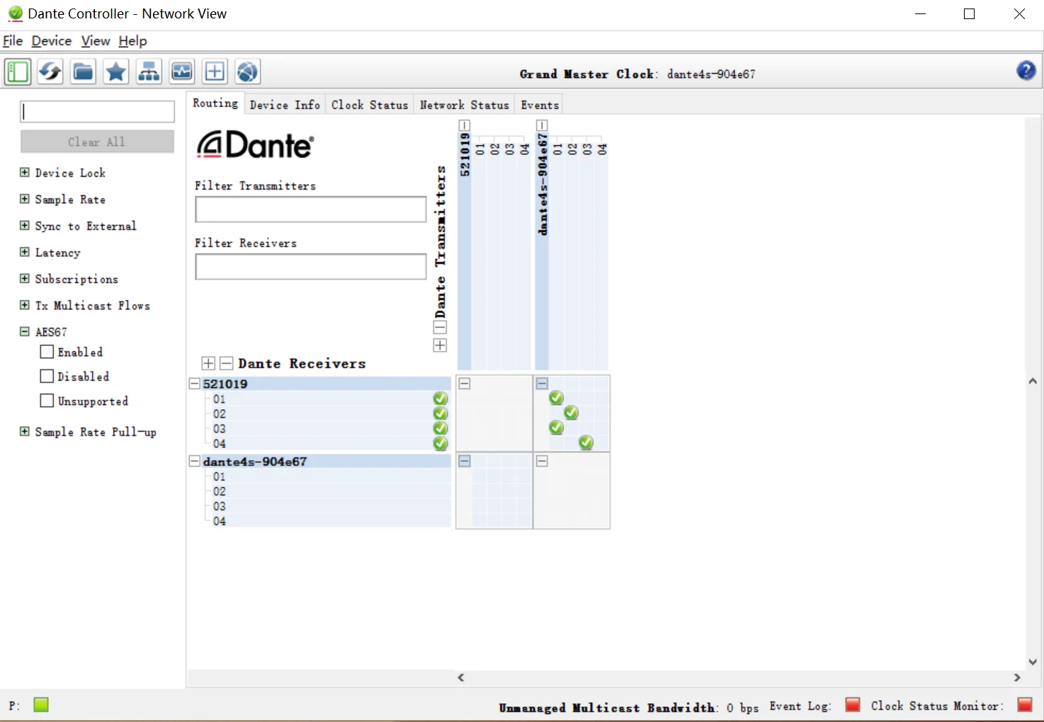Professional Audio Dante Transmitter Signal Converter AES 67 Version, Support Dante Controller Software with 12VDC Power Supply