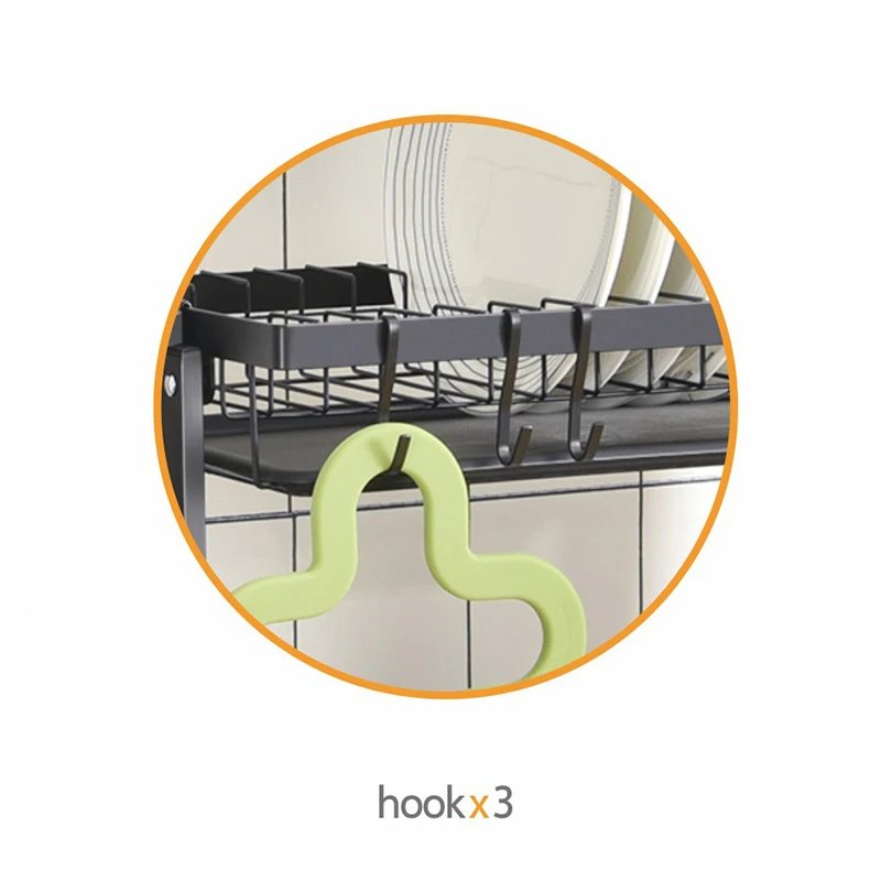 WIREKING Kitchen 2 Tier Dish Rack Easy Assembly Folding Design Plastic Knife Fork Spoon Storage Holder