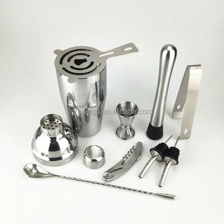 Factory customized home bar  9 pieces stainless steel cocktail set