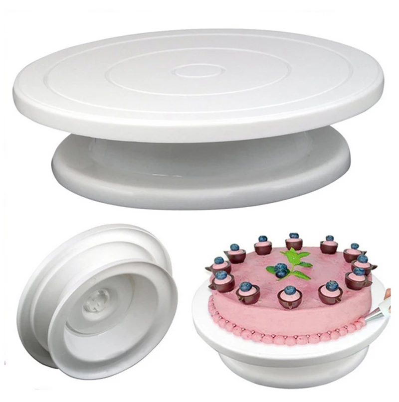Z828  DIY Cookies Pan Baking Tool Plastic Cake Plate Turntable Rotating Anti-skid Round Cake Stand Cake Decorating Rotary Table