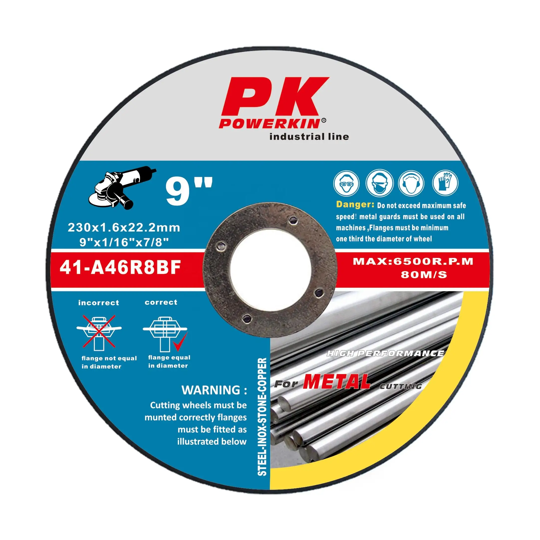 Customized Size Abrasive Tools Metal Aluminum Oxide Cutting Disc 9 Inch T41 230*1.6*22.2mm Cutting Wheels Copper Discs