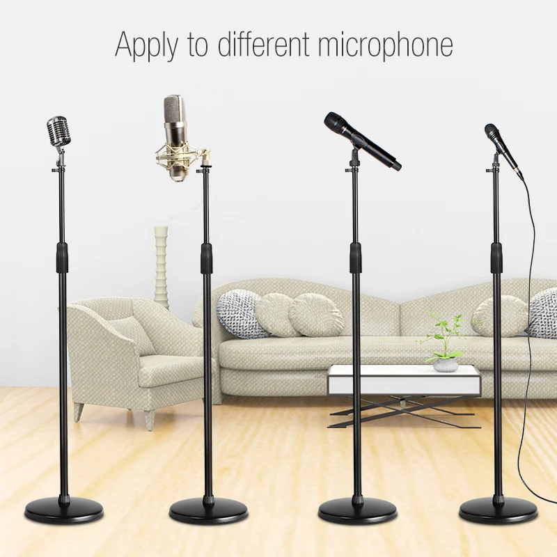 OEM Heavy Duty Round Base Adjustable floor Round Microphone Stand with goose neck