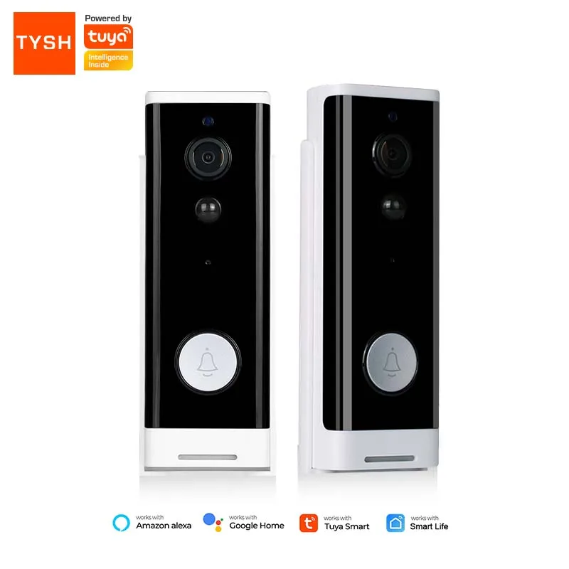 TYSH Tuya Wireless WiFi Two Way Intercom Smart Video Doorbell Build-in Battery PIR Motion Detection 1080P Security Doorbell