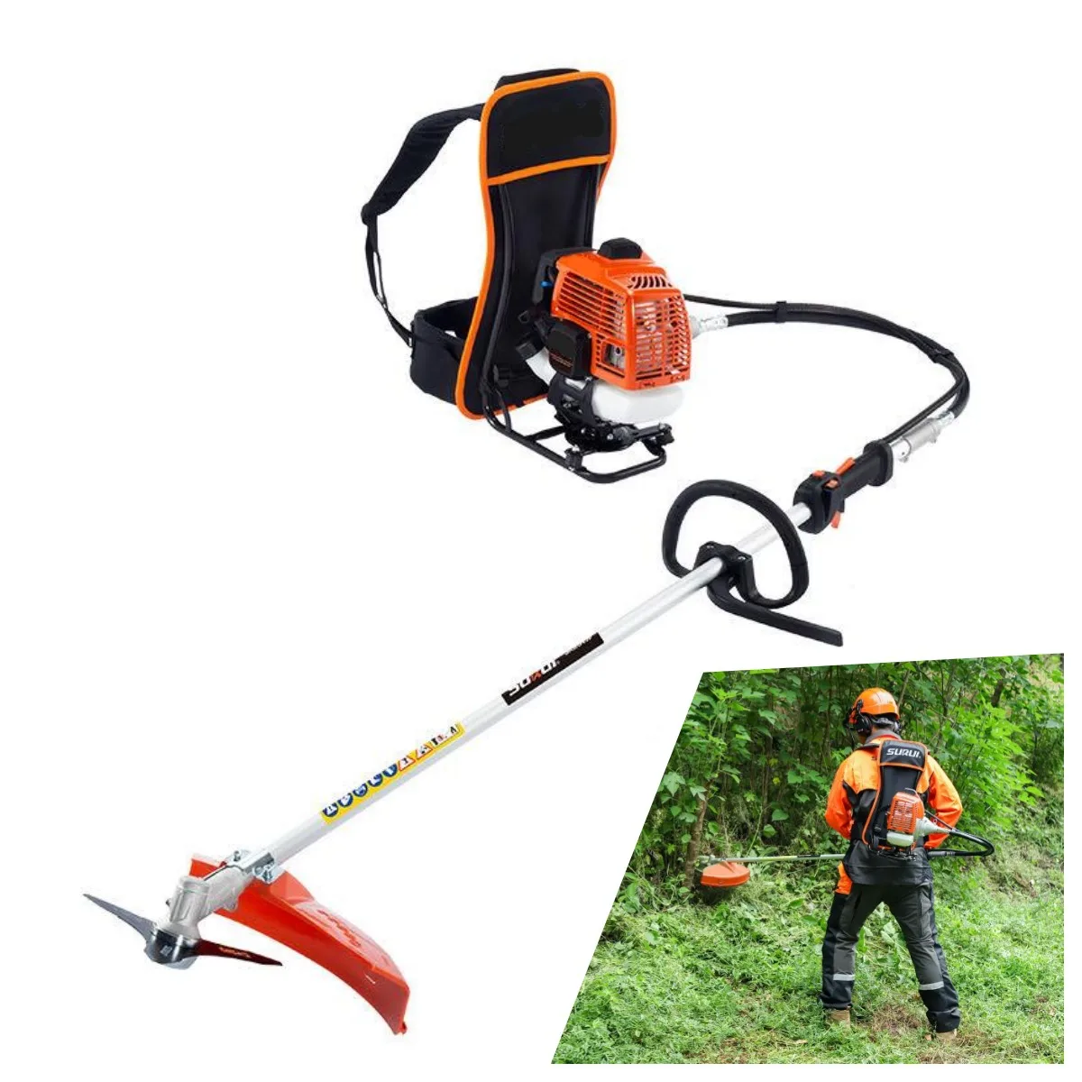 Gasoline Motor 52cc power string trimmer 2 stroke grass cutter brush cutter head backpack grass trimmer lawn mowers