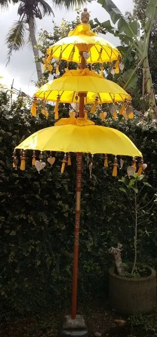 Bali Home Garden Umbrella Wood Material Painted Folk Art and Buddhism Decoration Handcrafted by Local Artists