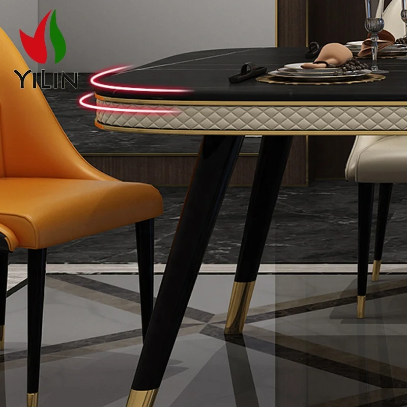 Wholesale Italian Modern Simple Style Luxury Marble Table Top Rectangle Household Dining Table set