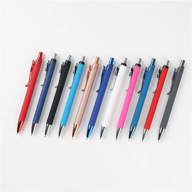 Wholesale metal promotional click rubber ballpoint pen colors ball point pens for gifts