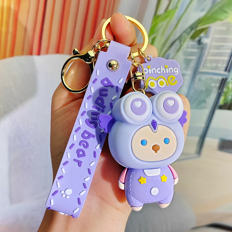 Cute Frog Dinosaur Couple Doll Keychain Creative Personality Cartoon Schoolbag Keychain Pendant Car Small Ornament Keychain