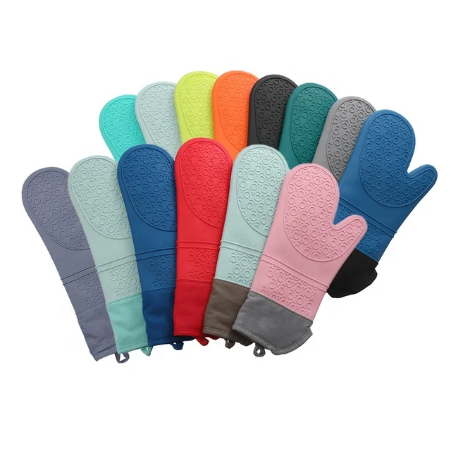 Amazon Hot Selling Oven Gloves Heat Resistant Anti Slip Pot Holder Heat Insulation Silicone Oven Mitts for Oven Cooking