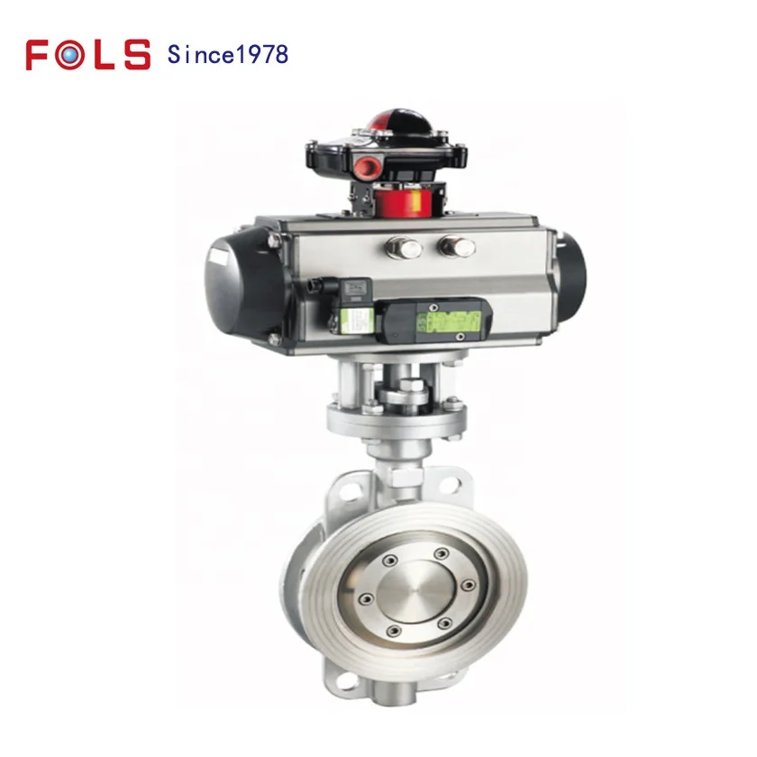 DN150 PN16 SS304 Pneumatic Clamp Hard Sealing Metal Seal Wafer Type Butterfly Valve