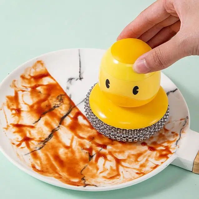 Wholesale cartoon pot brush, detachable wall mounted, liquid added dishwashing brush, household cleaning products