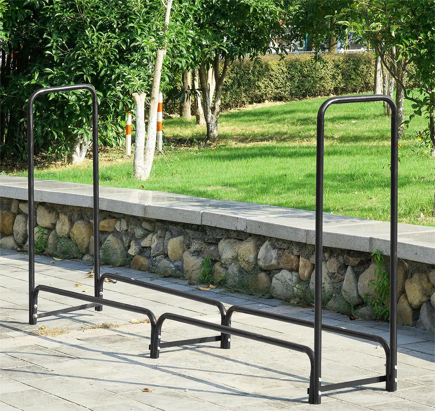 Upgraded Heavy Duty Adjustable Logs Stand Stacker Holder for Fireplace Lumber Storage Carrier Organizer Outdoor Firewood Rack