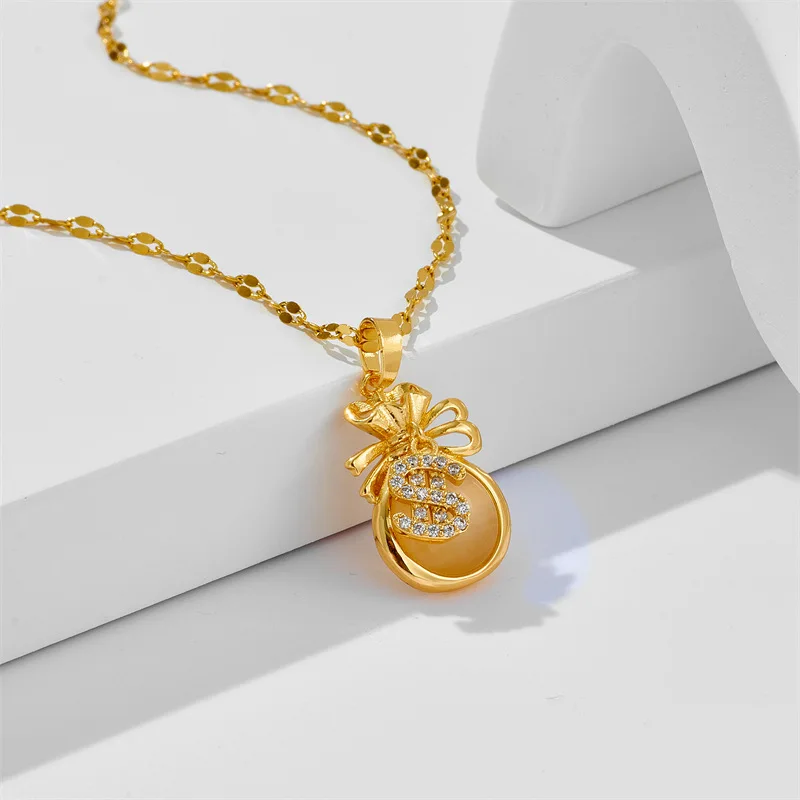 Fashion Hot Selling Diamond Dollar Sign Pendant Necklace Jewelry For women