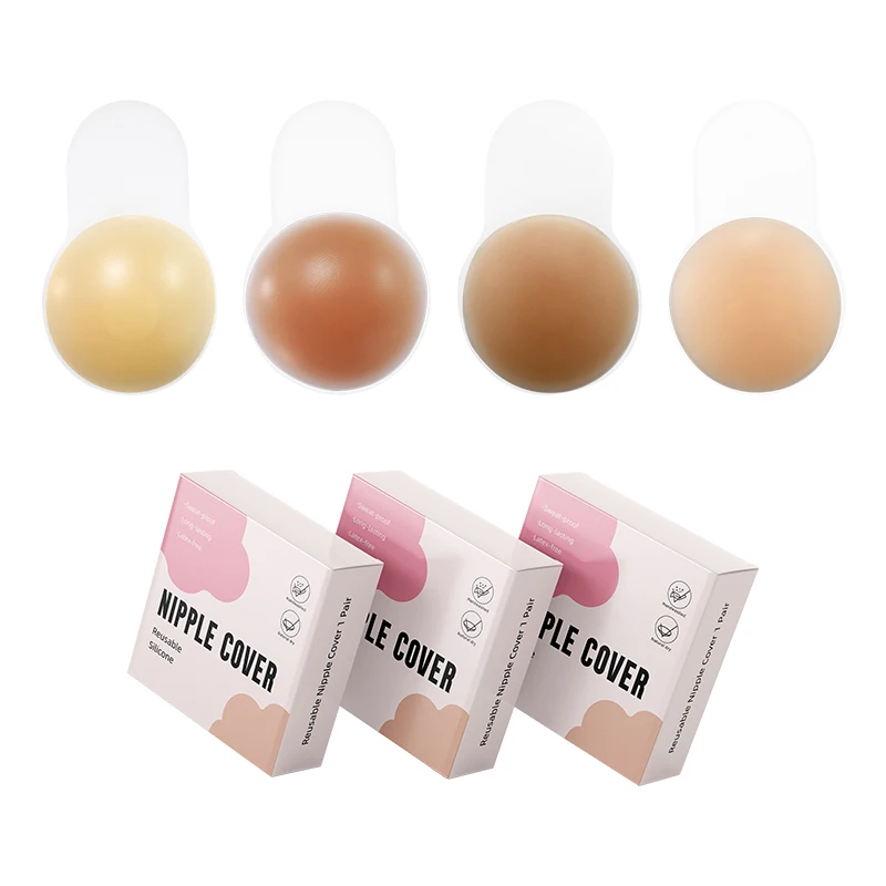INVISFEEL 6.5cm Thin  Mediacl-grade Silicone matte Nipple Covers push up adhesive silicone pasties cakes nipple cover For Women
