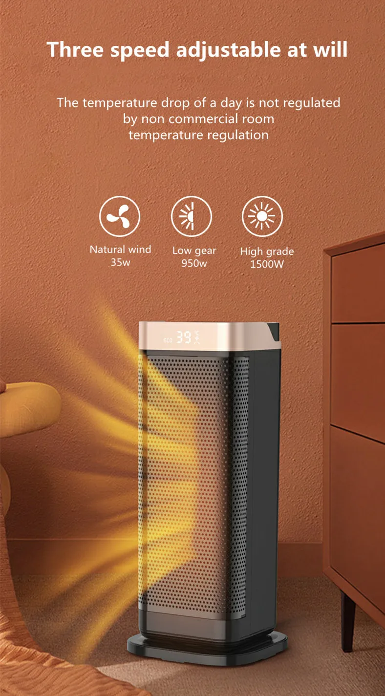 Intelligent Remote Control PTC Ceramic Rapid Heating Warmer Electric Heater