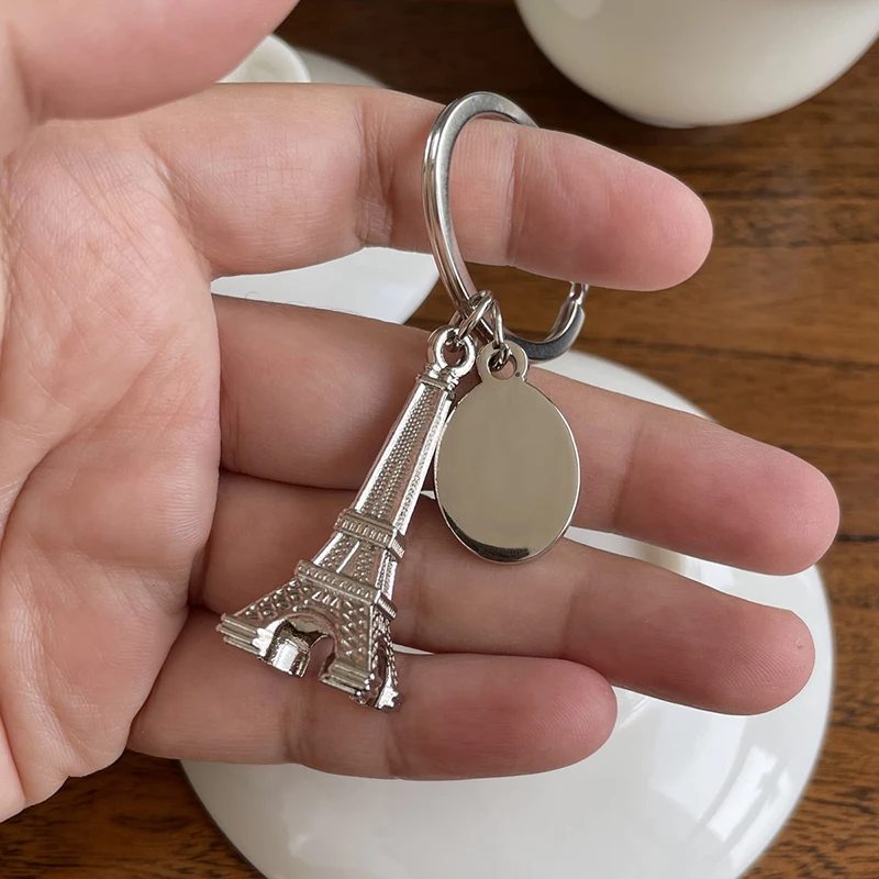 2024 Paris Eiffel Tower Keychain Custom metal car keychain Gift free engraved pendant keychain
