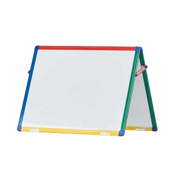 Double sided desktop foldable portable dry erase whiteboard aluminum frame folding white board kids tabletop magnetic whiteboard