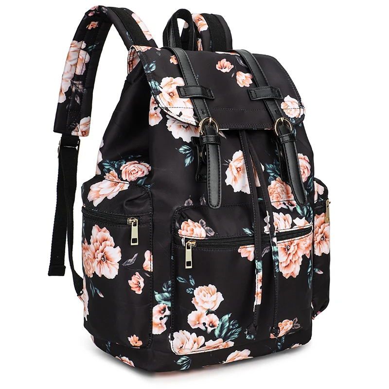 KOOGER Wholesale New Trendy Girls Flower Bookbag Women Laptop Computer Bag Backpacks with usb
