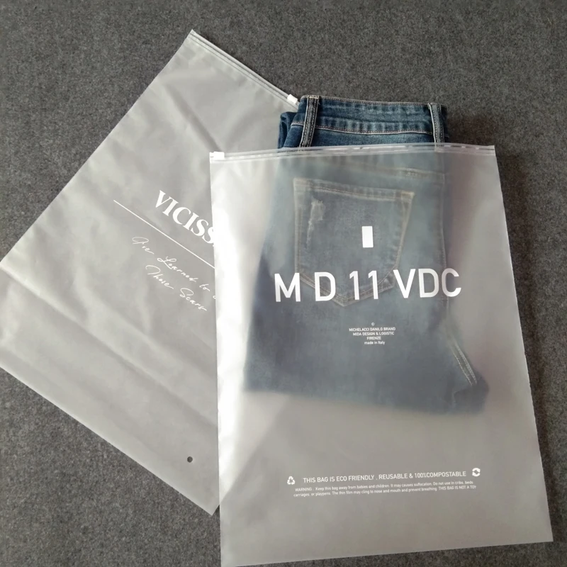 Customizable Logo Garment Poly Zip Bag Frosted Plastic Bags For Clothes Clear Ziplock Bag Packaging Hoodie Jeans Sweater
