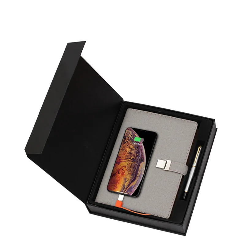 Beautiful power bank organizer diary notebook with charging function